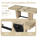 TOPMAX Farmhouse 76.0inch Extendable Wood Dining Table Set for 6