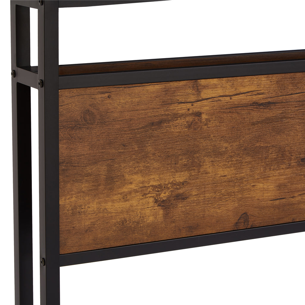 Queen Size Metal Platform Bed Frame with Wooden Headboard