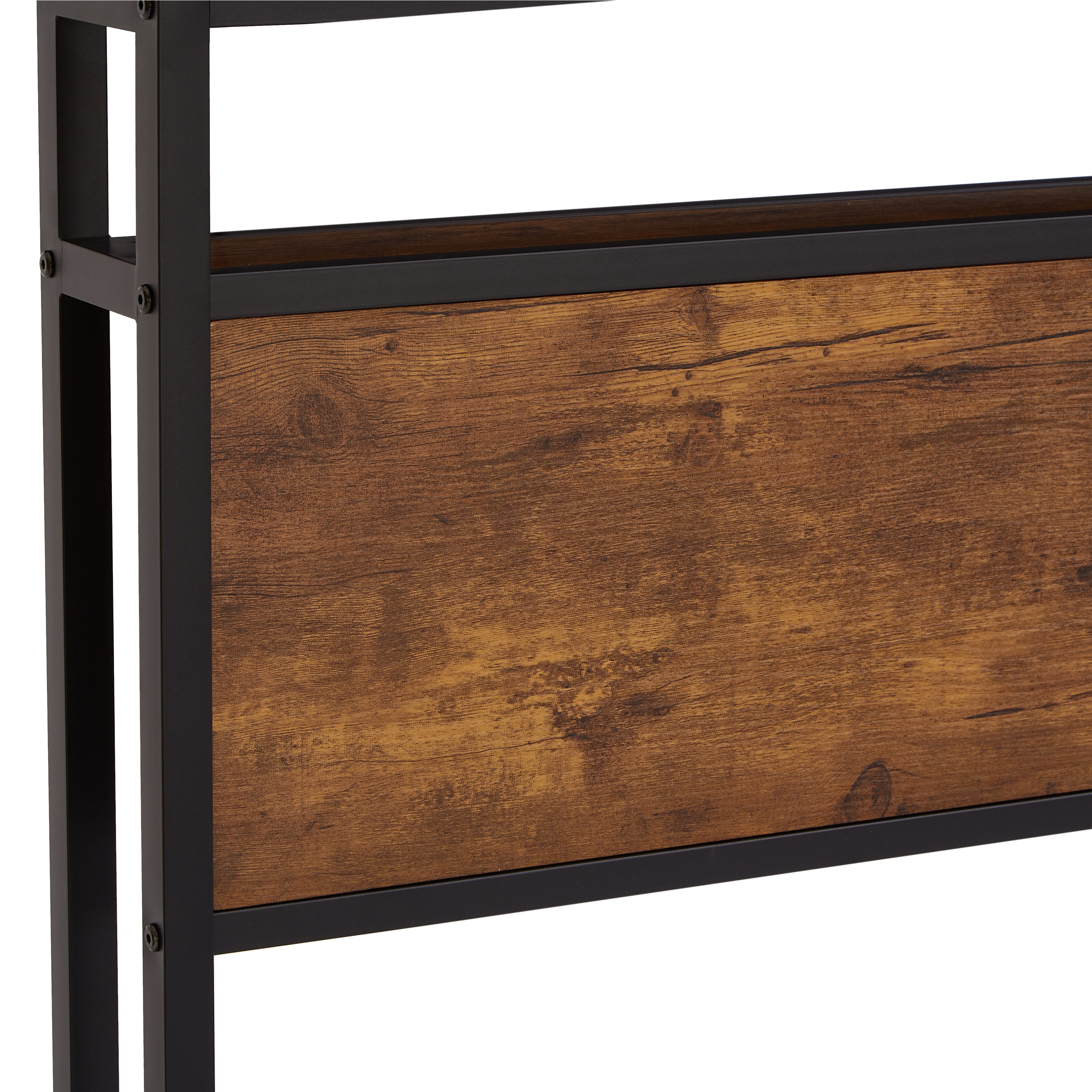 Queen Size Metal Platform Bed Frame with Wooden Headboard
