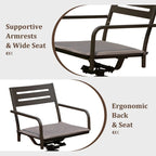 Set of 2 Powder-Coated Steel 360° Swivel Outdoor Dining Chairs
