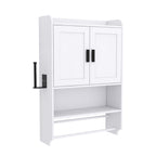 Bathroom Wall Cabinet with Doors, Adjustable Shelf, Towel Bar and Paper Holder