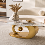 Polished Gold Tempered Glass Coffee Table