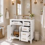 36-Inch White Modern Bathroom Vanity with Ceramic Sink