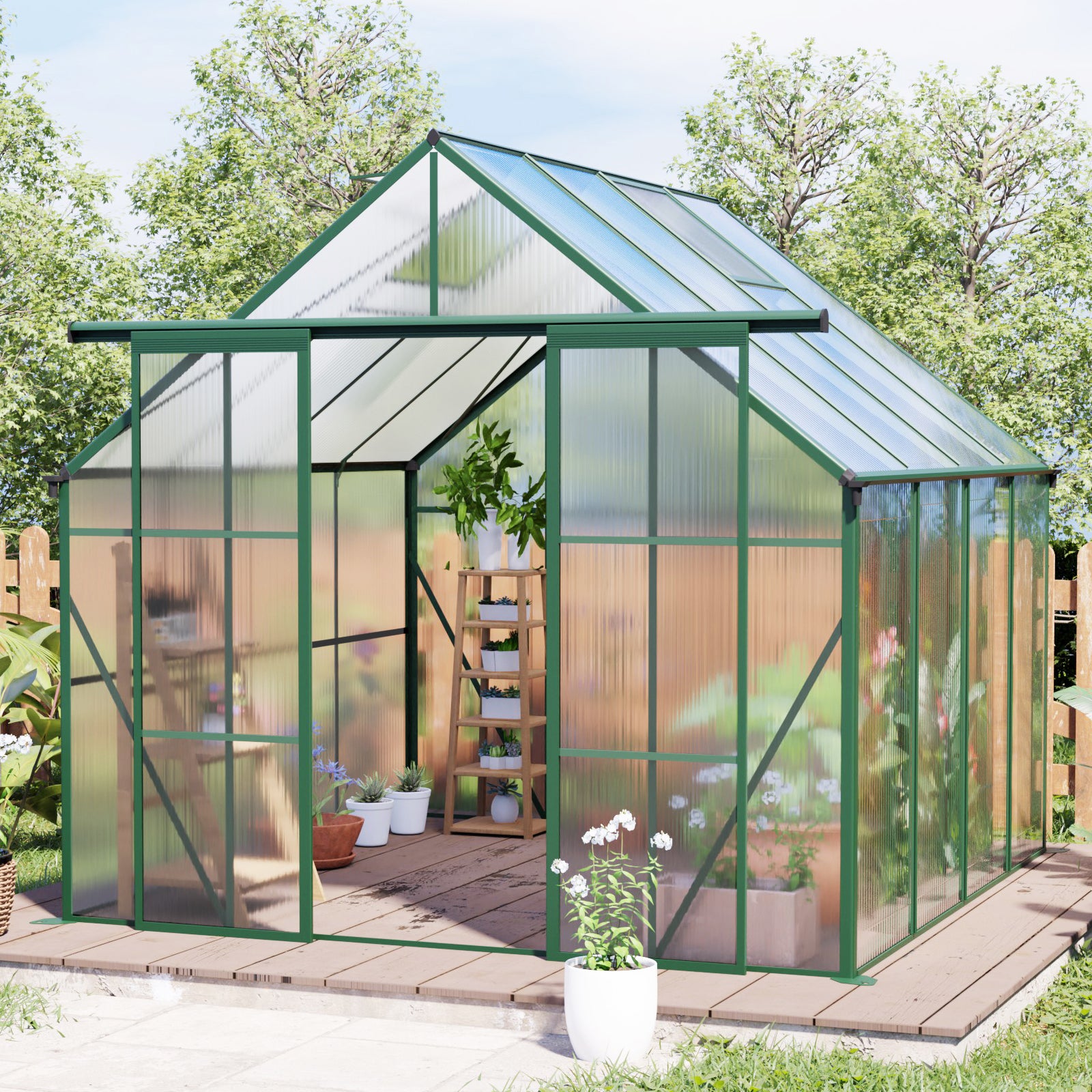 8x8 FT Double Door Polycarbonate Greenhouse