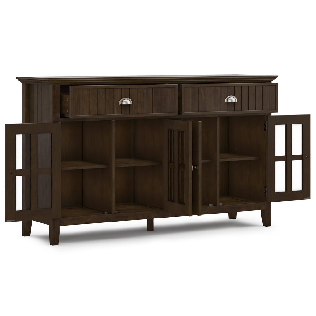 Acadian 60 Inch Wide Solid Wood Large Sideboard Buffet in Brunette