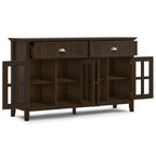 Acadian 60 Inch Wide Solid Wood Large Sideboard Buffet in Brunette