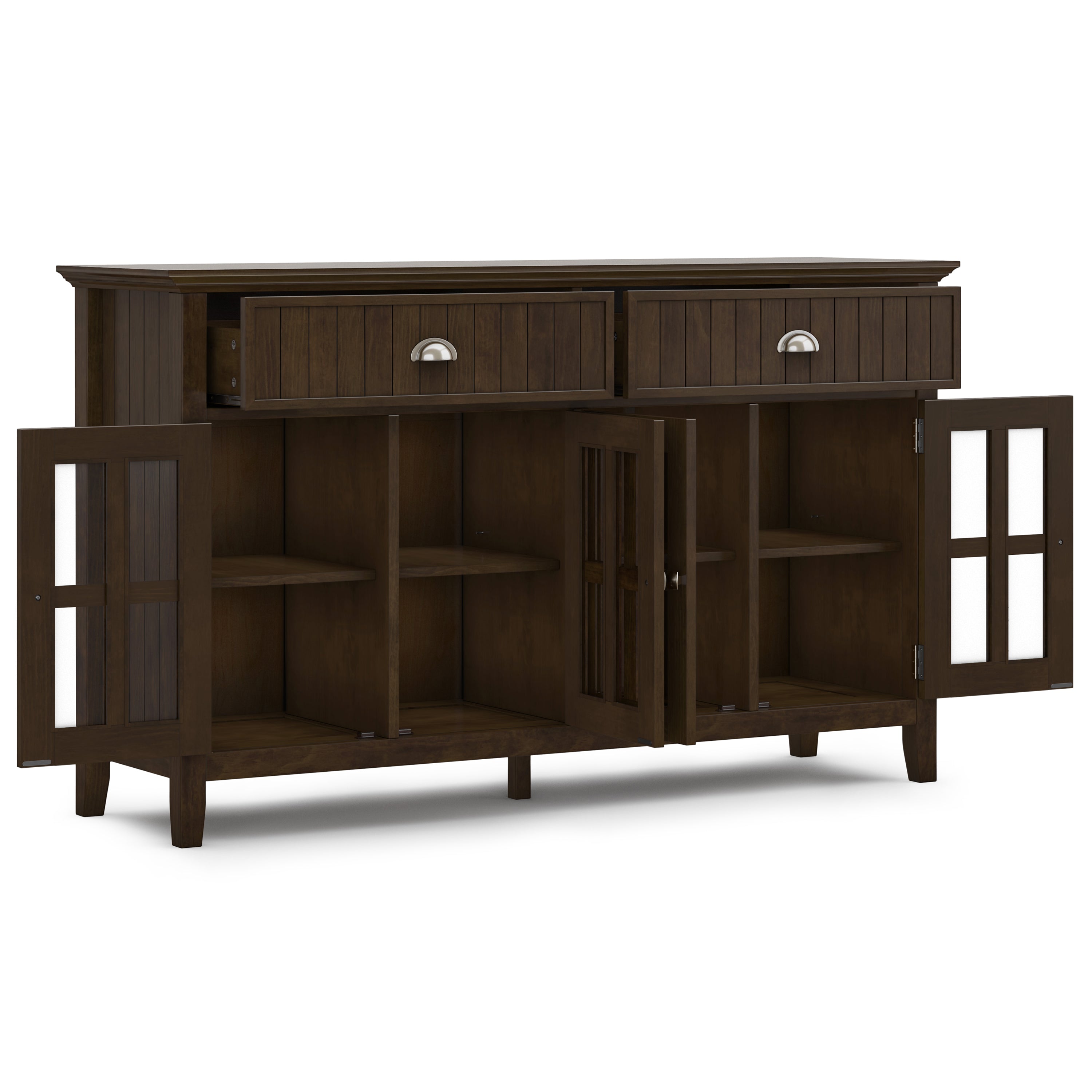 Acadian 60 Inch Wide Solid Wood Large Sideboard Buffet in Brunette