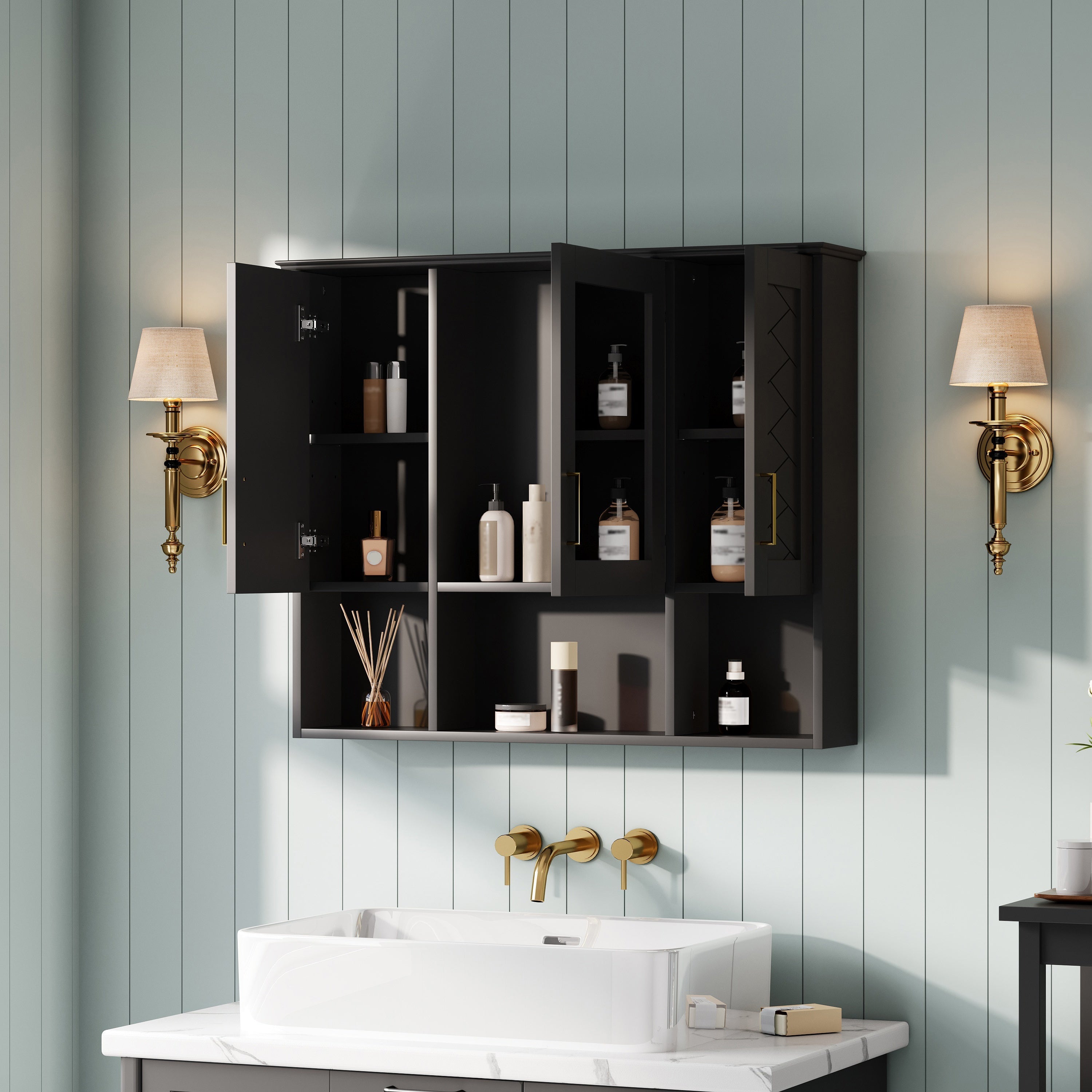 35 Inch 2-in-1 Wall Mounted Medicine Cabinet