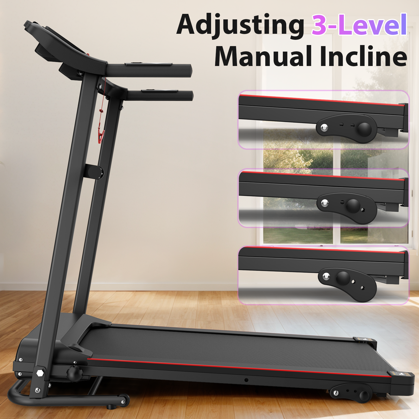 Folding Treadmill with Incline 2.5HP Electric Treadmill for Home