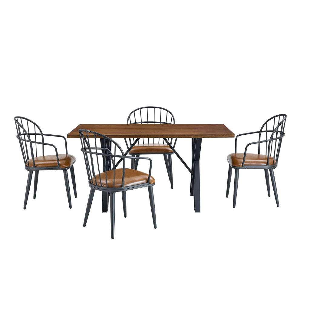 Indoor Upholstered Dining Set With Metal Legs (Set of 4)