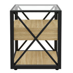 Set of 2 Modern End Table with Drawer - Nightstand for Bedroom & Living Room