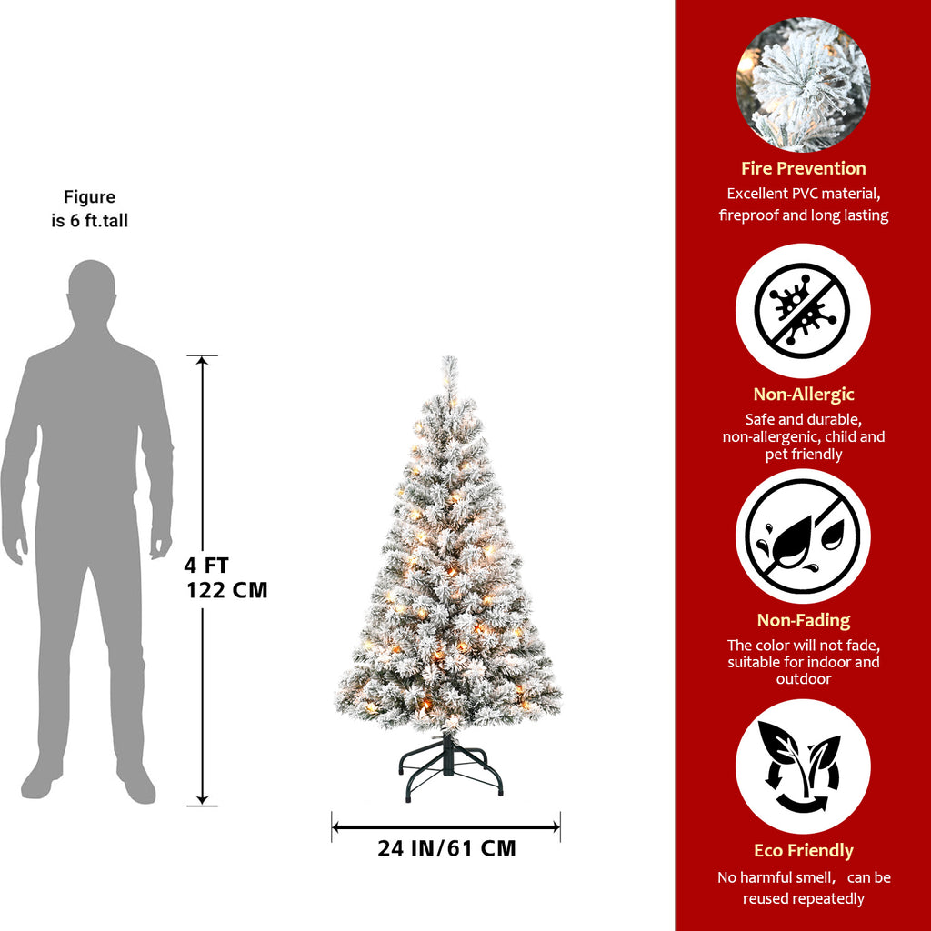5FT Flocked Christmas Tree with 150 Warm White Lights