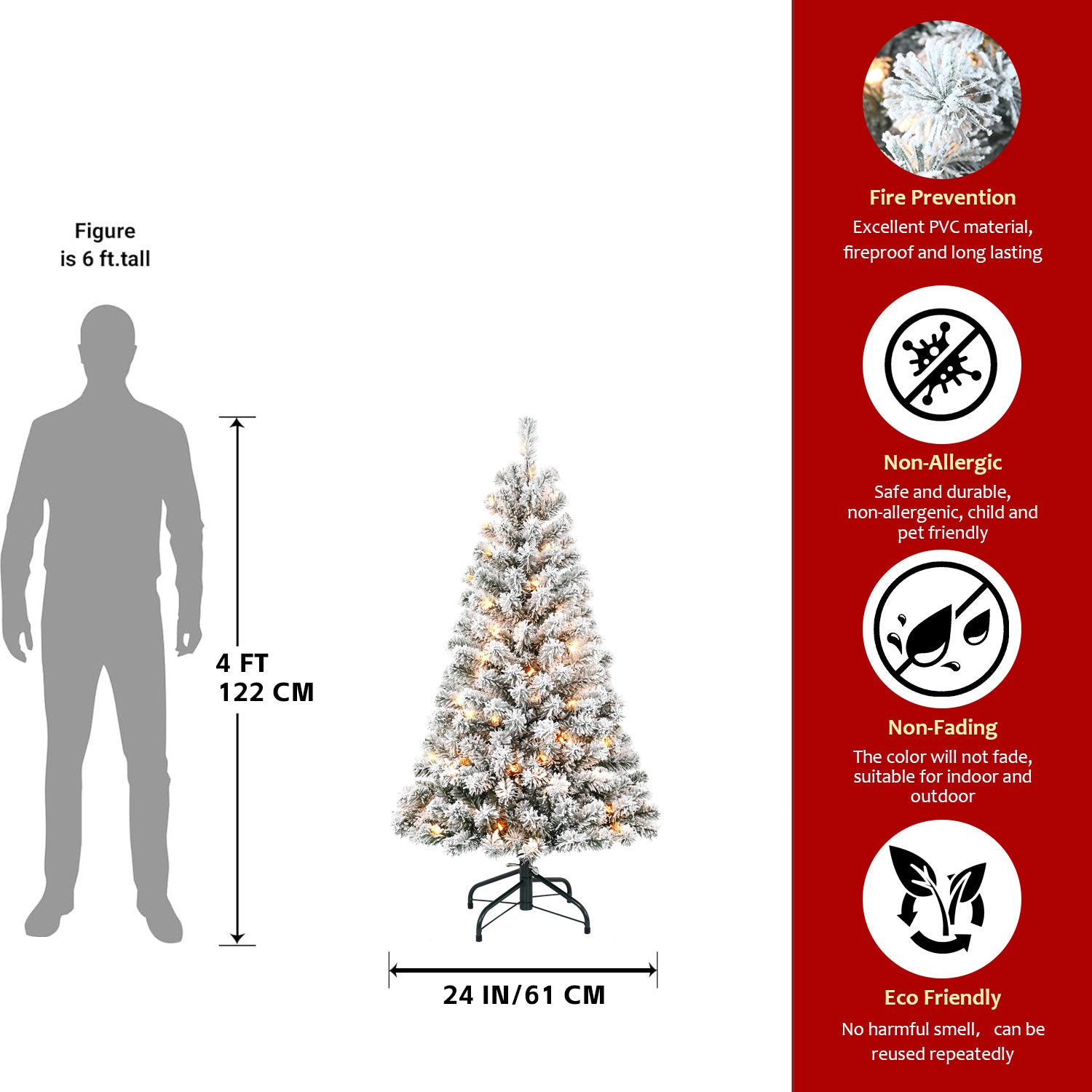 5FT Flocked Christmas Tree with 150 Warm White Lights