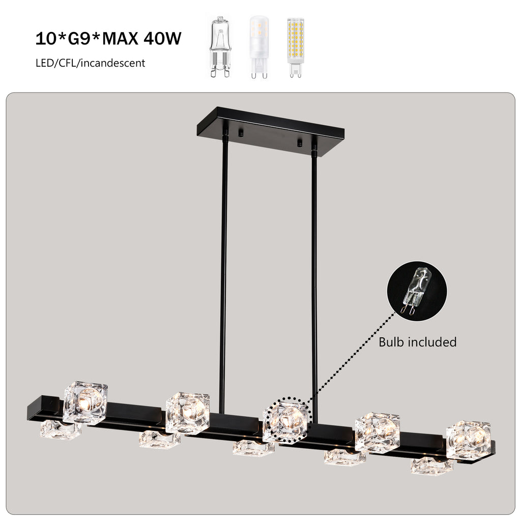 Rectangle Chandelier for Dining Room, 10-Light