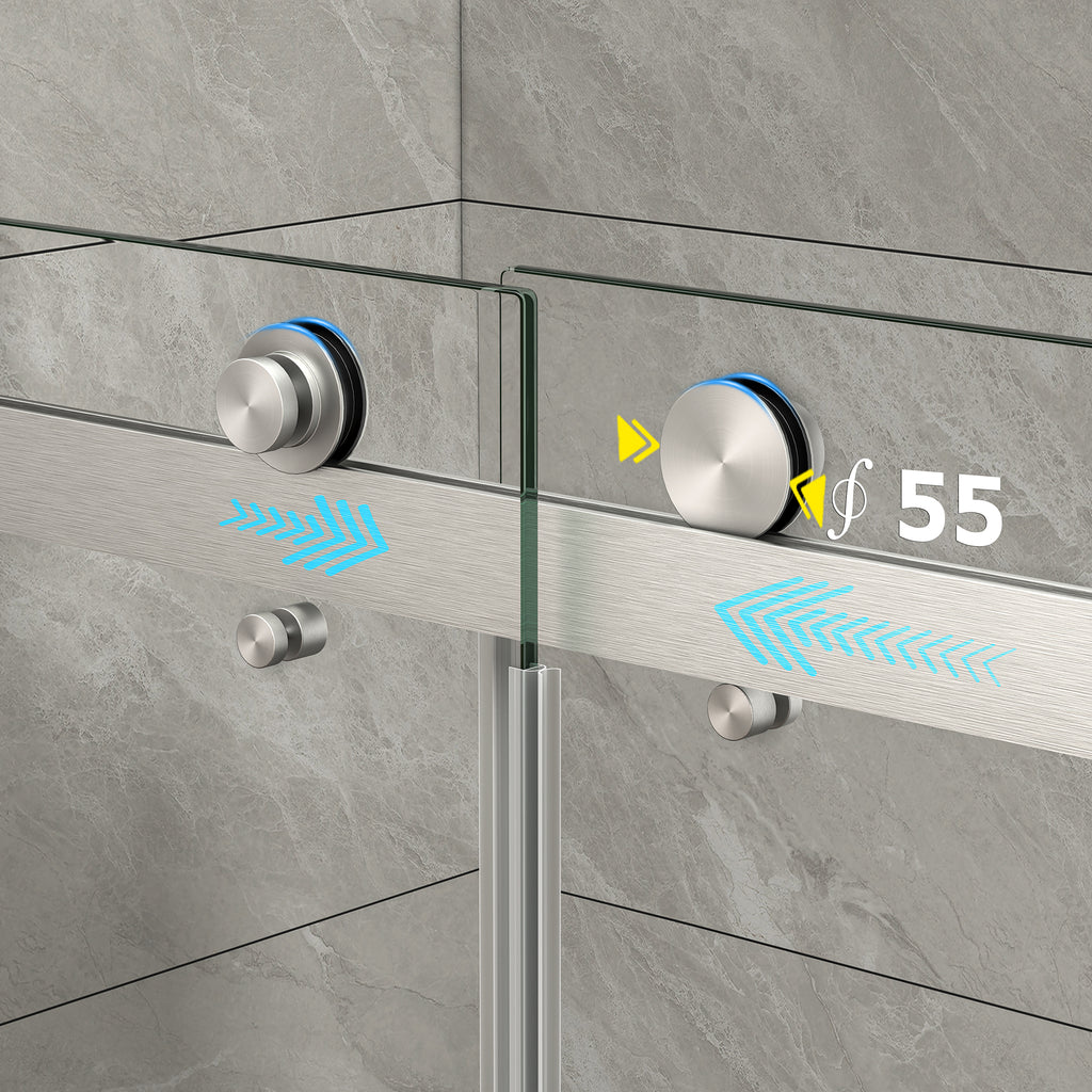 Brushed Nickel Reversible Installation Double Bypass Sliding Shower Door