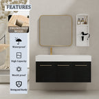 48 Inch Wall-Mounted Bathroom Vanity with Sink and Storage Rack