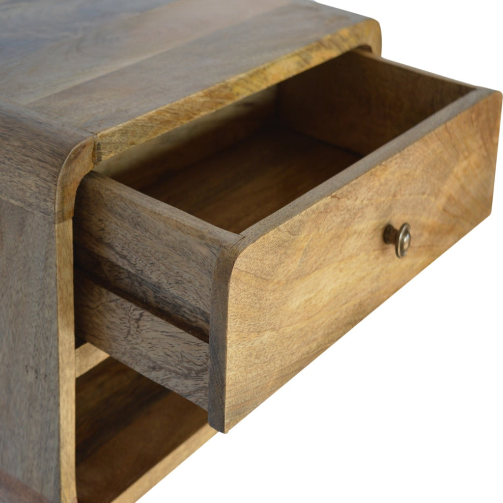 Solid Wood Floating Curve Open Slot, 1-Drawer Nightstand