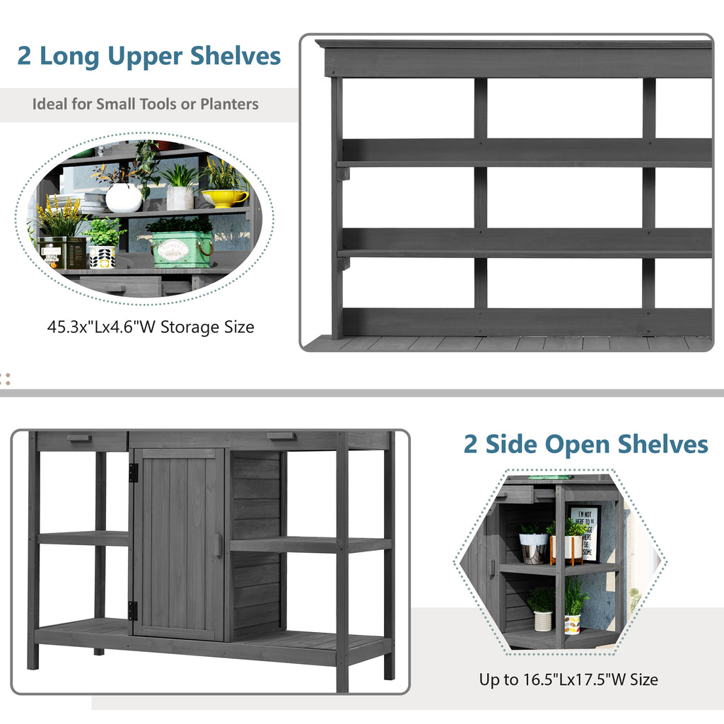 TOPMAX 66'' Large Outdoor Farmhouse Wooden Potting Bench