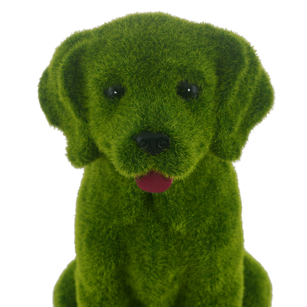 Flocked Dog Garden Statue - 13.78" Resin Figurine