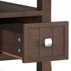Acadian Solid Wood Narrow Side Table with Drawer in Brunette