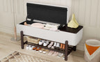 TREXM Farmhouse Upholstered Storage Bench