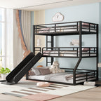Metal Triple Bunk Bed with Slide