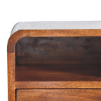 Extra Mini Wall-Mounted Curved Chestnut Nightstand, Open Slot, 1-Drawer