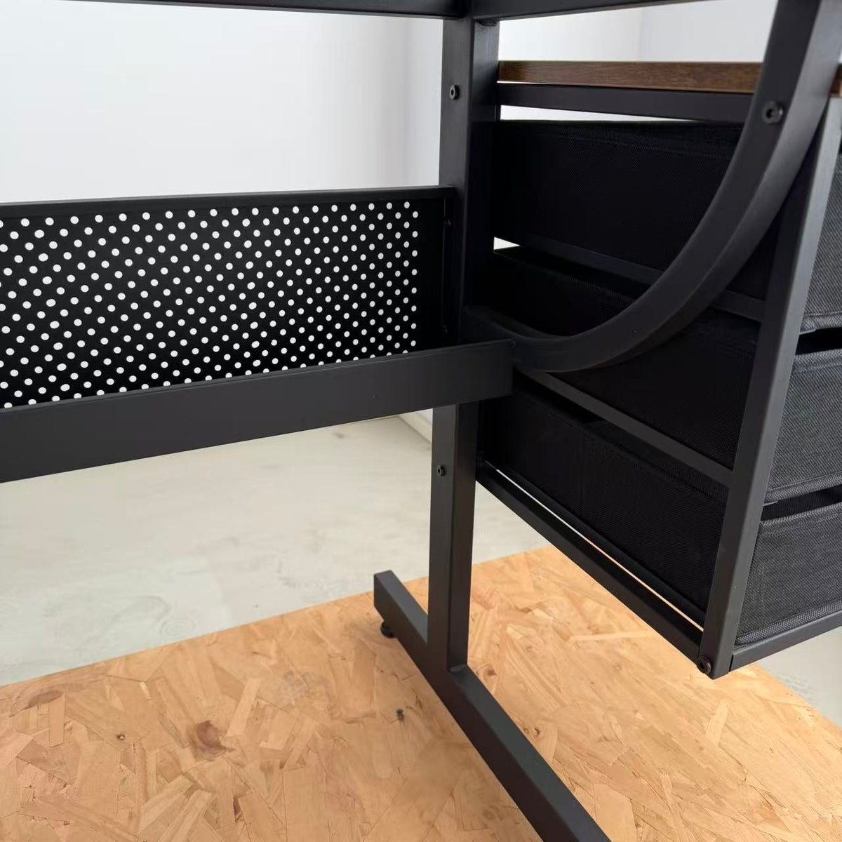 Black Drafting Drawing Table with Adjustable Top, Stool, and 3 Drawers