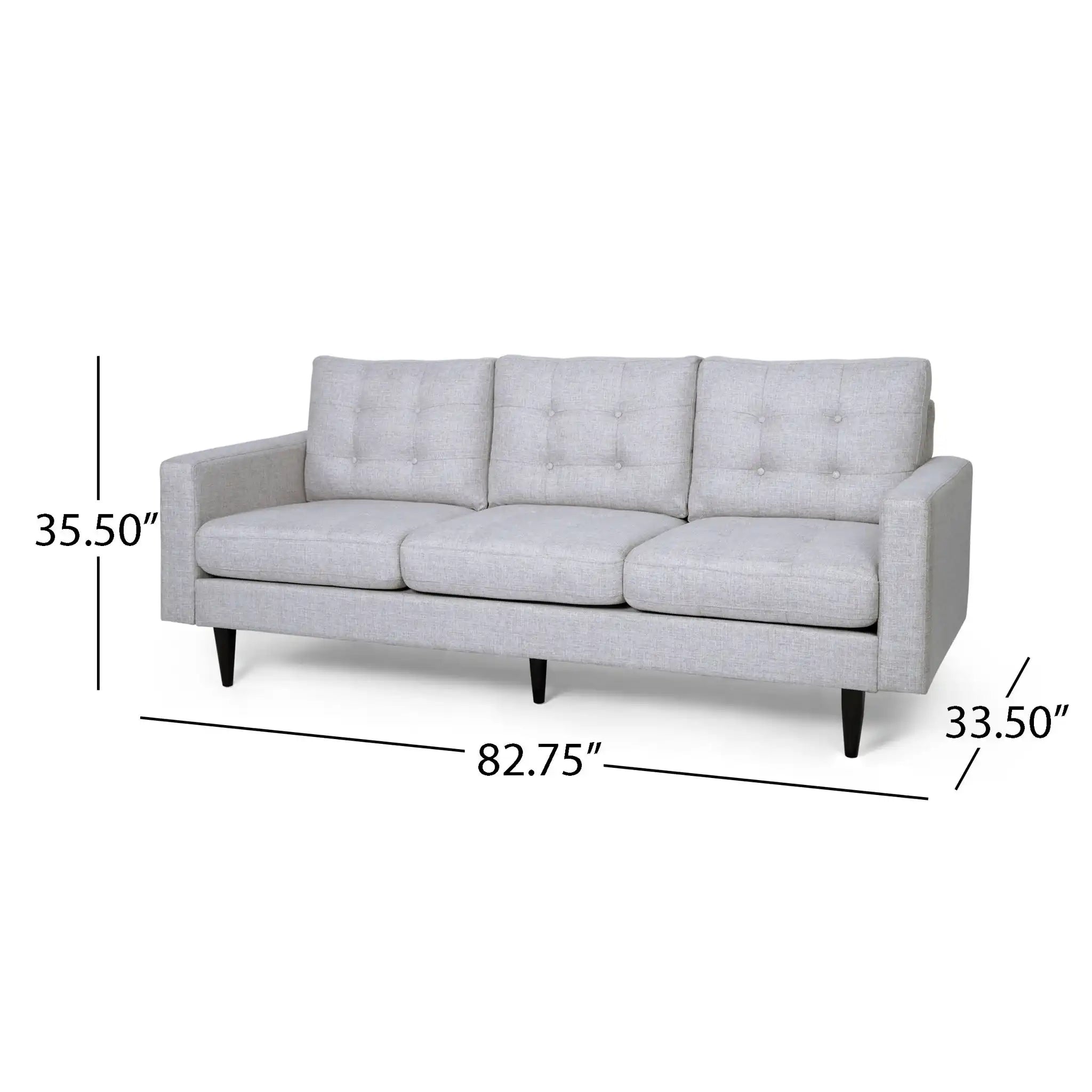 Jenny Contemporary Tufted Fabric 3-Seater Sofa