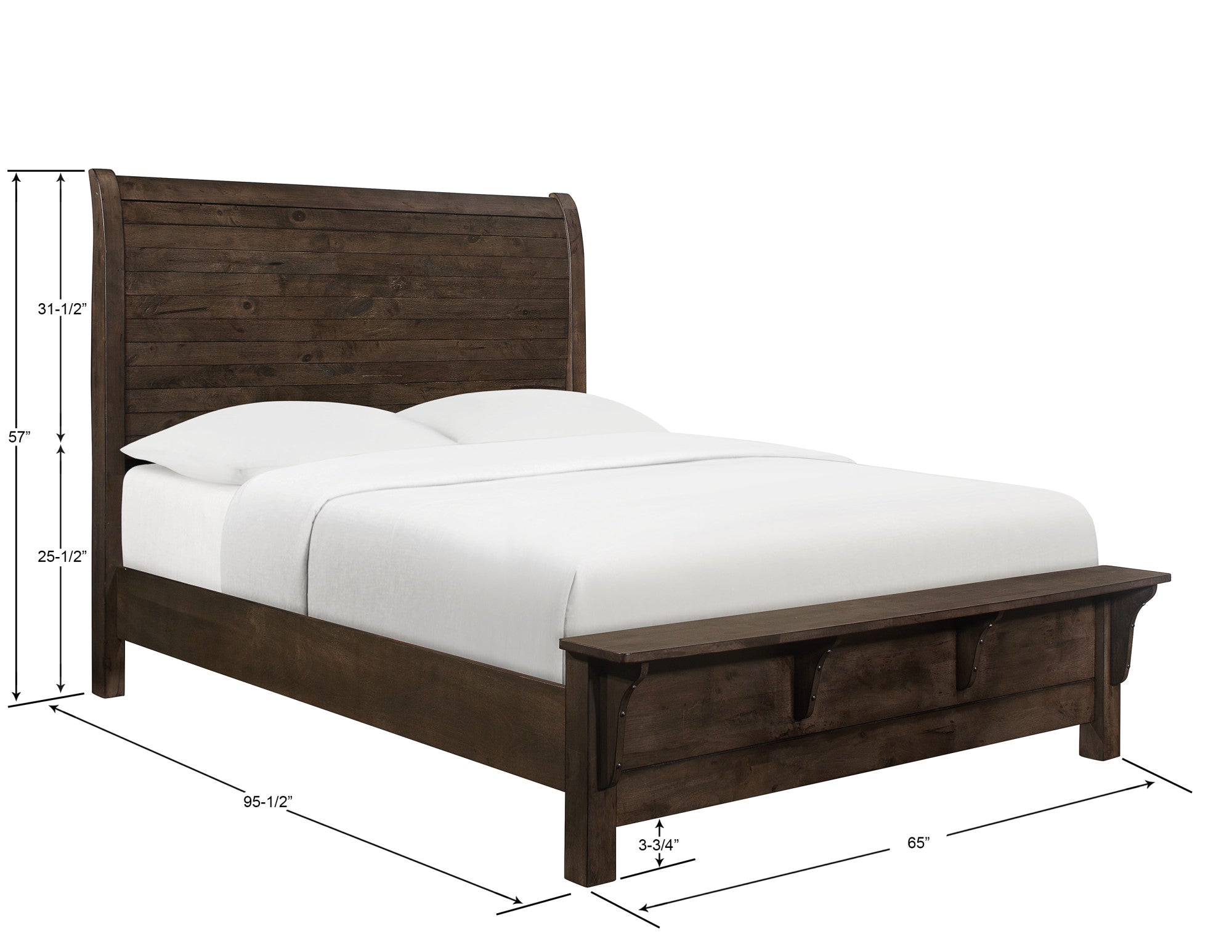 Brown Queen Sleigh Bed
