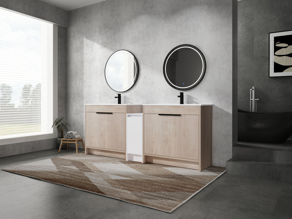 84 Inch Freestanding Bathroom Vanity with Ceramic Sink
