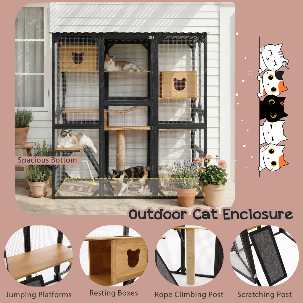Outdoor Cat Enclosure Fir Wood Catio