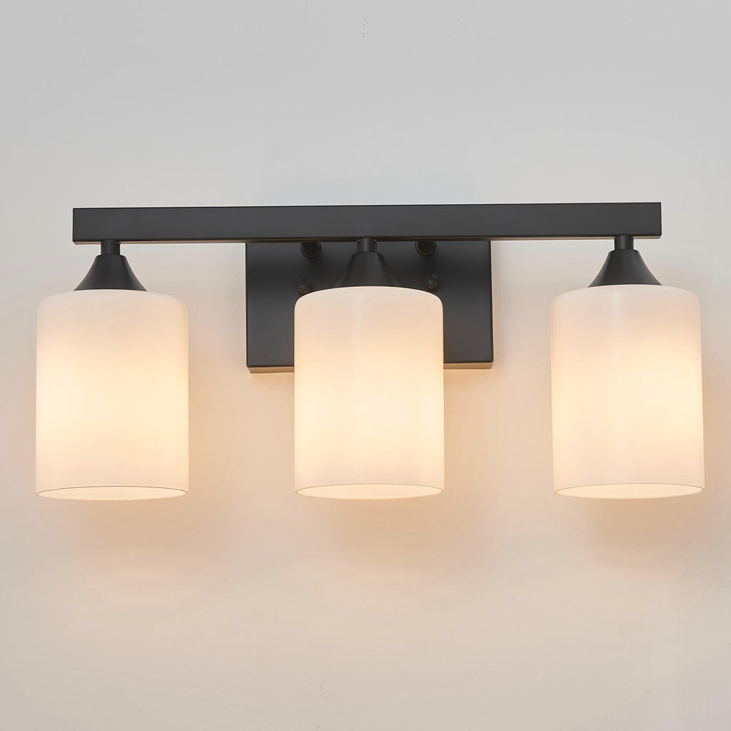 3-Light Matte Black Bathroom Vanity Light