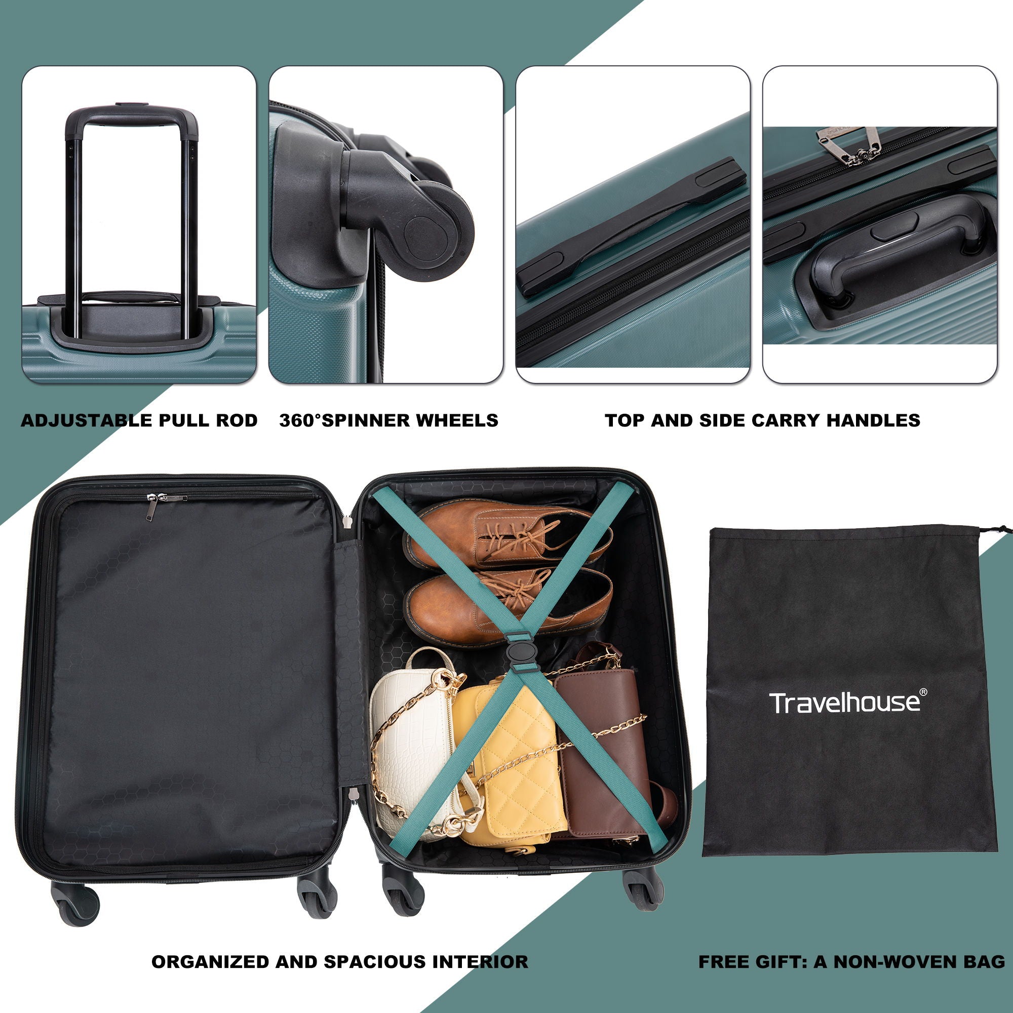 20" Carry-On Lightweight Hardside Luggage with Spinner Wheels