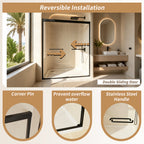 56-60" W × 72" H Tempered Glass Aluminum Frame Double Sliding Shower Door