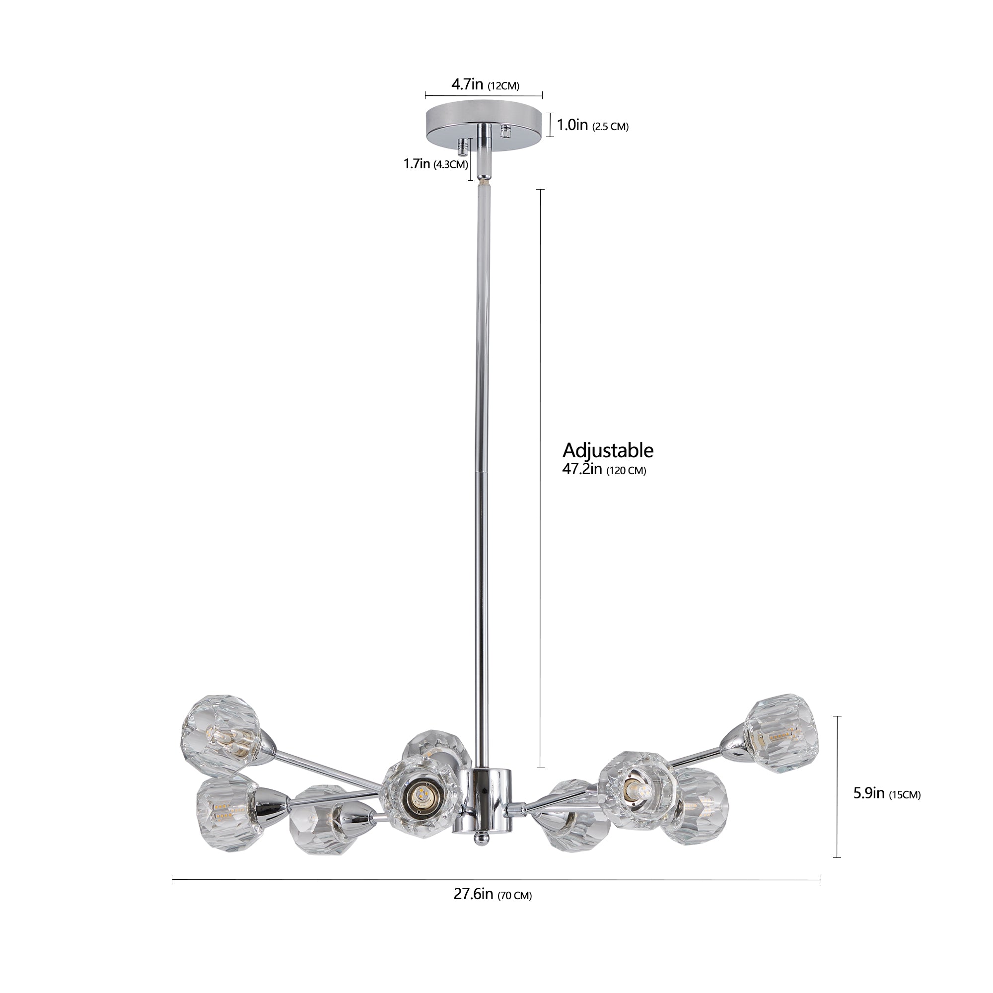 28" Modern Crystal Chandeliers with 9 Lights