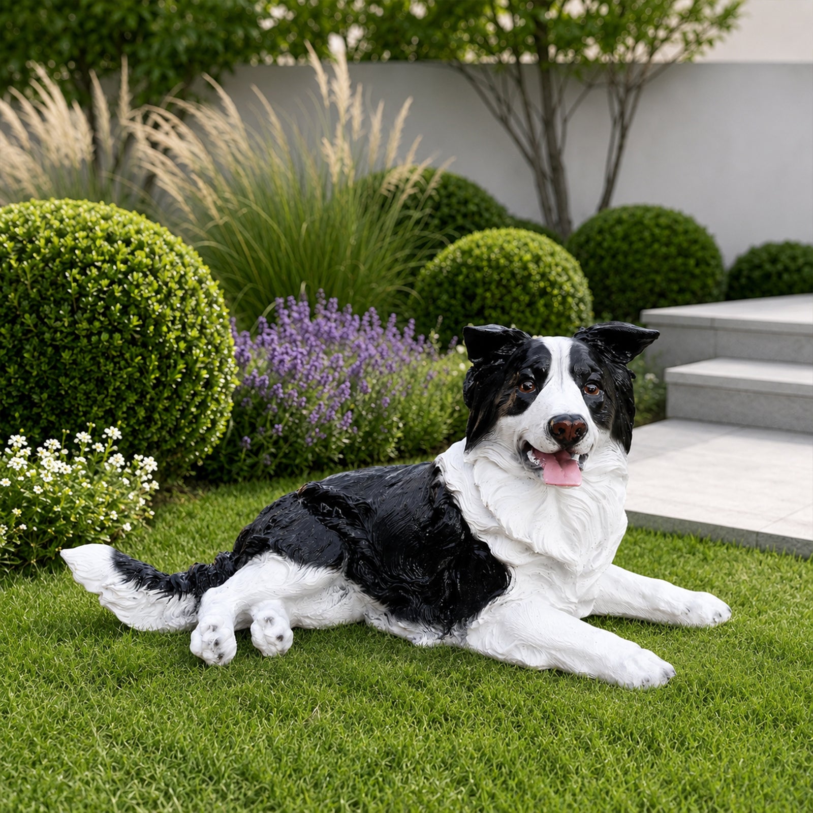 Outdoor Garden Border Collie Dog Statue