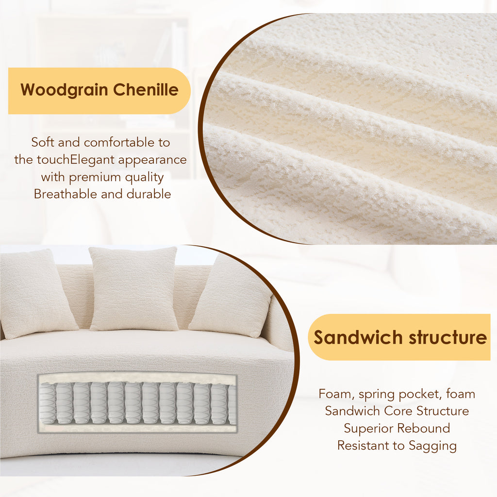 New Boneless L-Shape Sectional Sofa with Curved Chaise