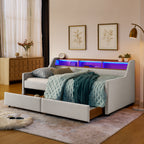 Twin Size Upholstery Sofa Bed with LED Lights