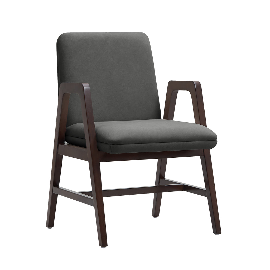Stella Wood Velvet Armchair in Graphite