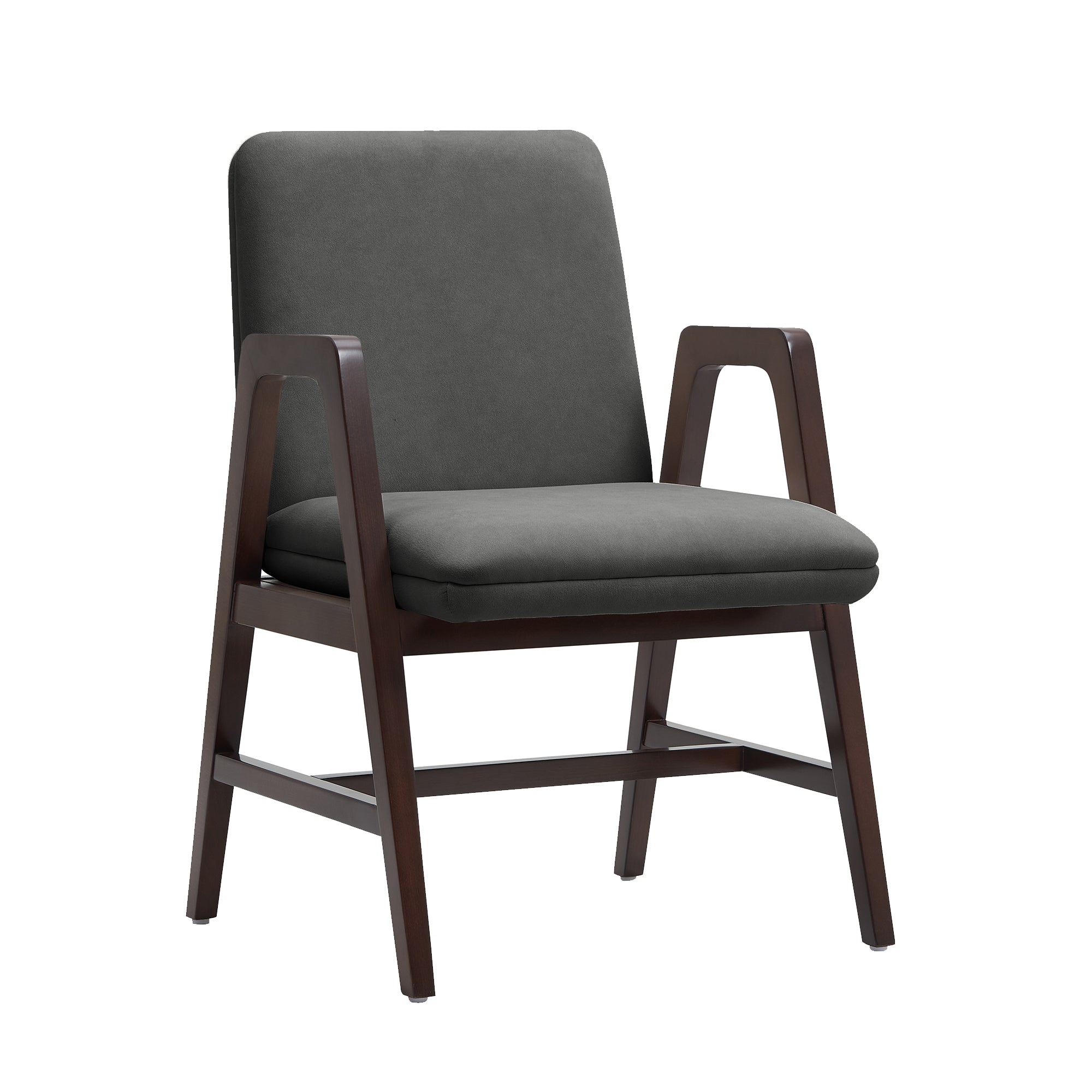 Stella Wood Velvet Armchair in Graphite