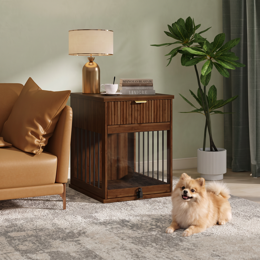 Dog Crate End Table with Charging Station