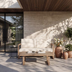Outdoor Acacia Wood Loveseat and Coffee Table Set