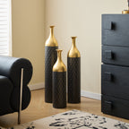 3-Piece Handcrafted Metal Floor Vase Set