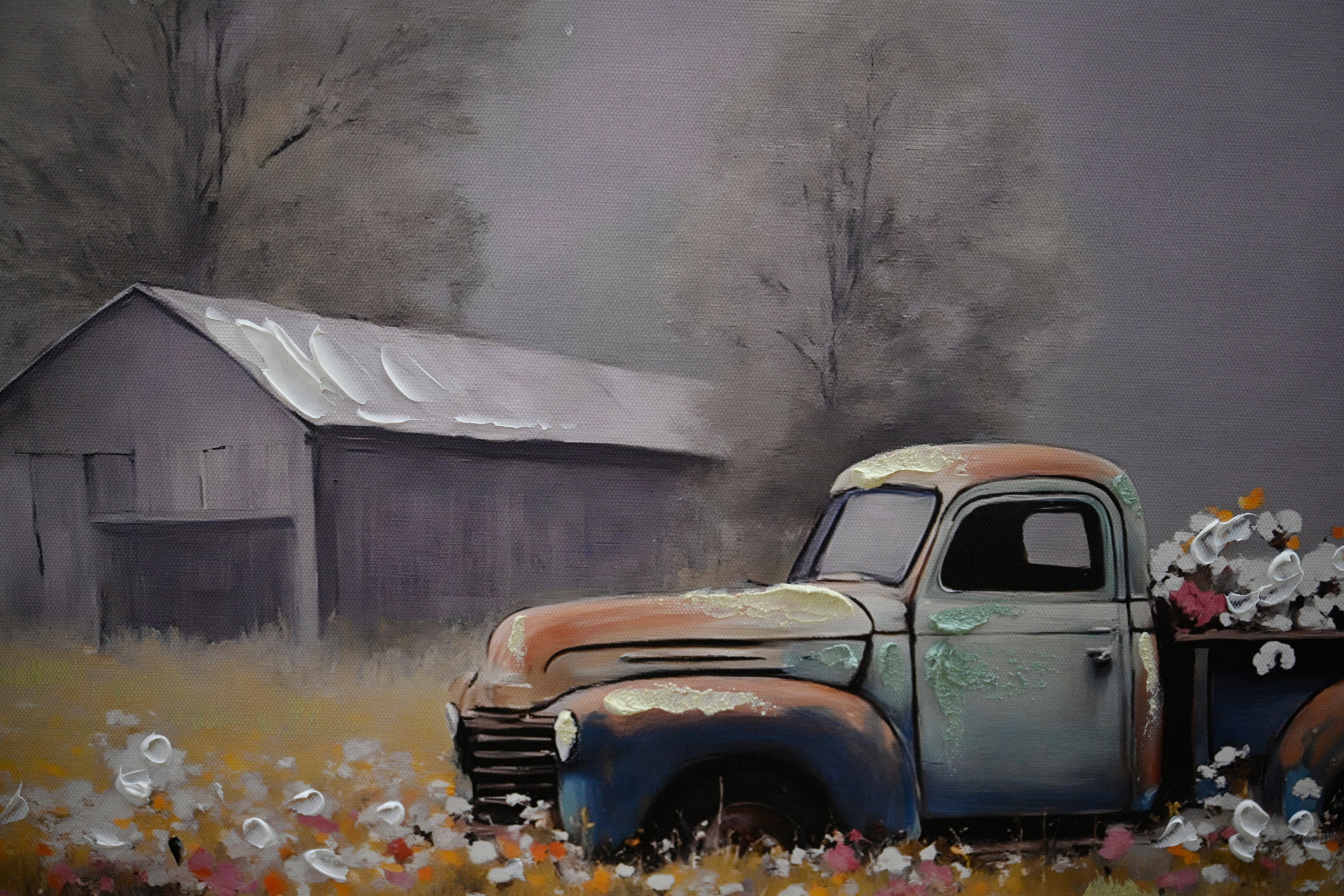 Farmhouse Old Truck Canvas Wall Art
