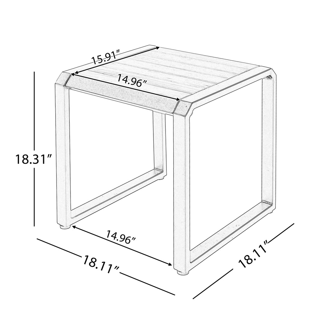 Outdoor Side Table with Teak Wood Top