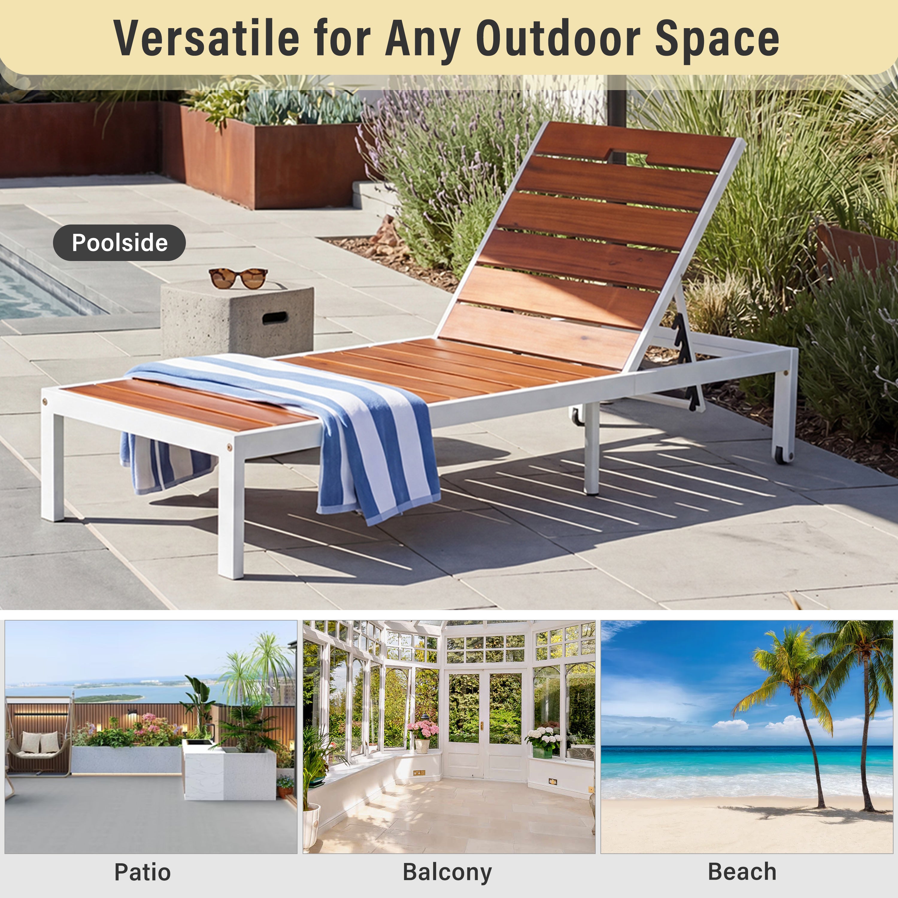 Outdoor Chaise Lounges with Adjustable Backrest