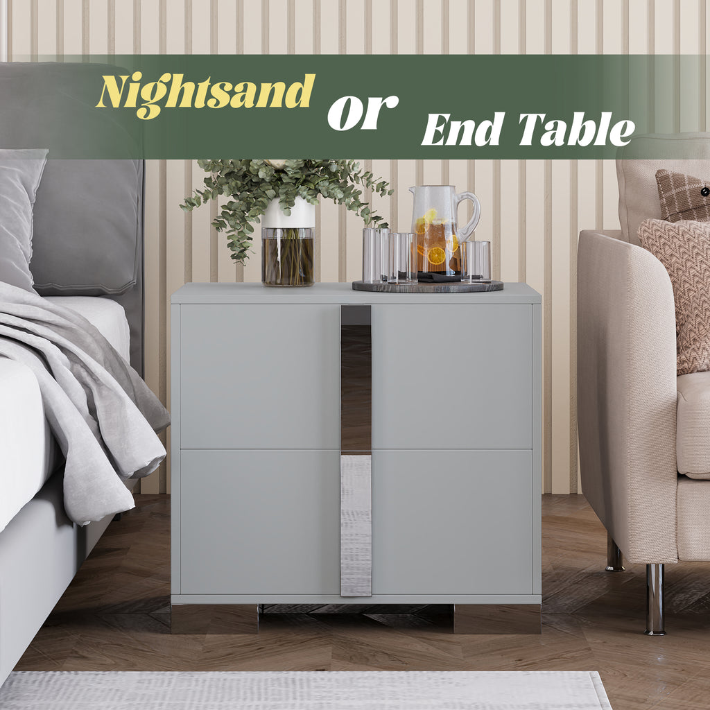 Modern End Table with Drawers