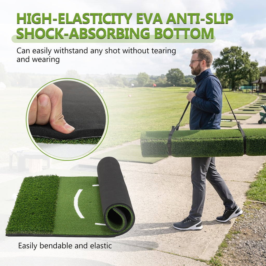 5'x4' Golf Hitting Mat with Cross Stance Guide