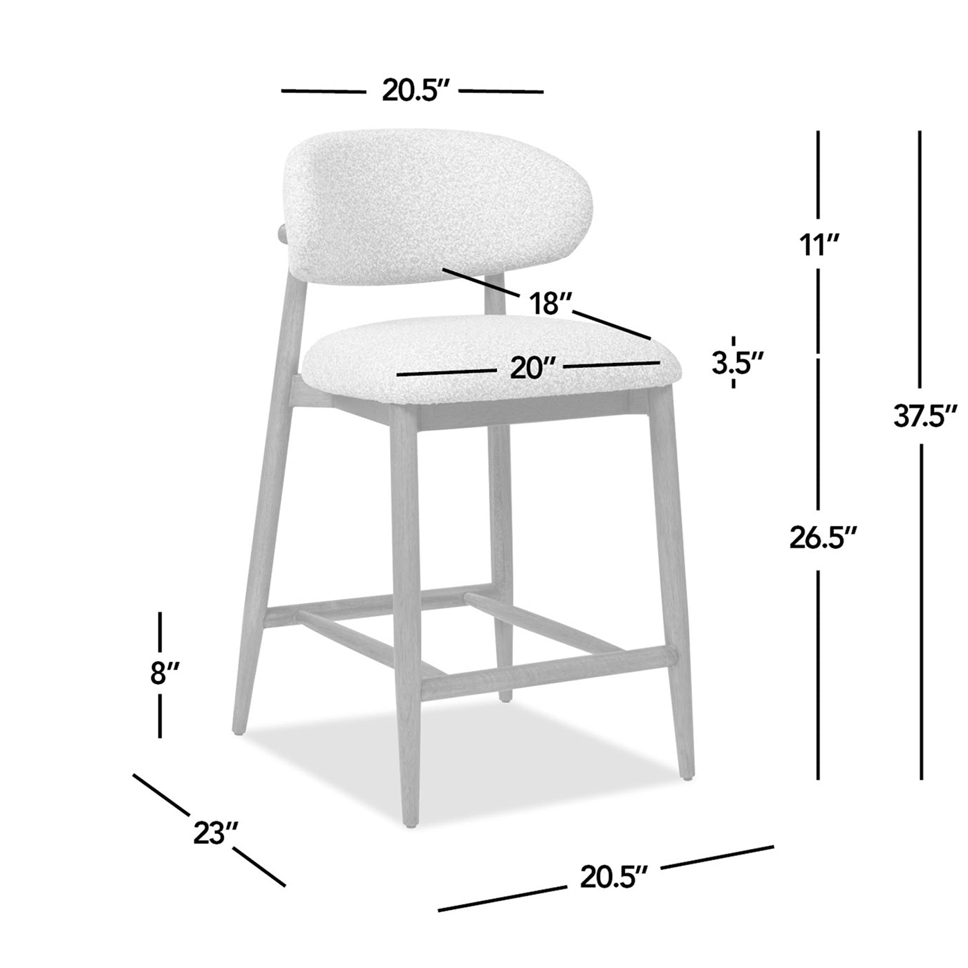 Locke 26.5" Modern Upholstered Counter Stool